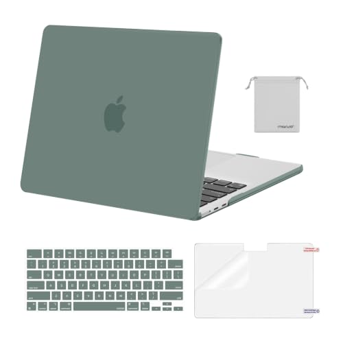 MOSISO Compatible with MacBook Air 13 inch Case M5 2026 M4 M3 M2 2025-2022 | A3449 A3240 A3113 A2681, Hard Shell&Keyboard Cover&Screen Film&Pouch for MacBook Air 13.6 inch Case, Emerald Green - color: Emerald Green