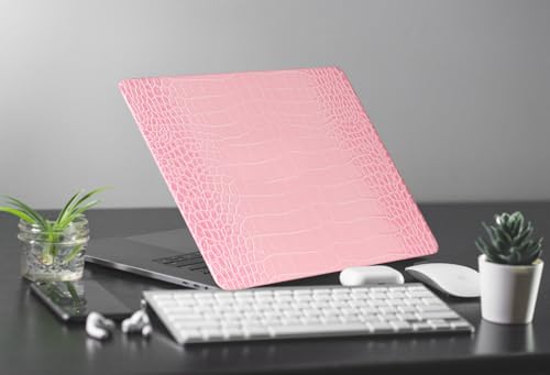 Crocodile Case for MacBook Air 13 Inch 2021 2020 2019 2018 M1 A2337 A2179 A1932, MacBook Air M1 Case, Aligator Skin Snakeskin PU Leather Hardshell & Keyboard Cover for Mac Air 13.3, Pink - color: ## Sakura Pink Crocodile