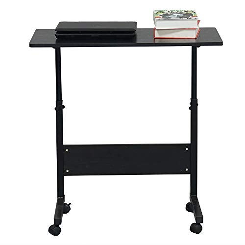 Adjustable Height Mobile Computer Desk Rolling Computer Desk, Height Adjustable Mobile Laptop Stand Desk Rolling Cart, Mobile Small Standing Desk Portable Rolling Laptop Desk Overbed Bedside Desk - color: A