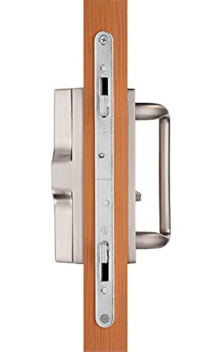 Rockwell Security Euro Charlotte Patio Sliding Door Handle Brushed Nickel Finish Fits 1-3/4 Inch Thick Doors with 3-15/16 Inch Screw Holes with 3 or 4 Holes - color: Brushed Nickel