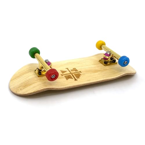 Teak Tuning 34mm Pro Fingerboard Complete - Fully Assembled with Pro Level Components - Pro Shaped Wooden Deck (34x97mm), UltraSpin Bearing Wheels, Prodigy Gen2 Trucks - Firework - style: Modern