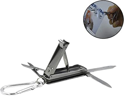 5in1 Multi Tool Nail Clippers,Nose Hair Scissors,Nail Files,Multi Purpose Pocket Knife,Screwdriver,Key Chain for Mini Multi Nail Clippers,Travel,Fishing,Hiking,Camping
