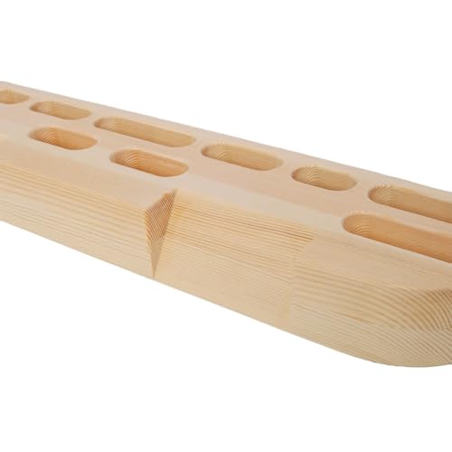 Wooden Rock Climbing Hangboard – Fingerboard Climbing Training Tool with Ergonomic Holds, Natural Wood Grip Strength Trainer for Beginners to Advanced Climbers, 21.5" Pull-Up Board with Mounting Kit