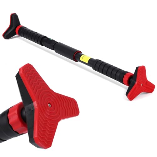 Pull-Up Bar,Chin Up Bar for Doorways with Level Meter and Auto Lock,Adjustable Pull Up Bar for Home Gym Strength Training and Upper Body Workout, No Screws Needed,Max Weight Capacity 400 Lbs - color: Red 4