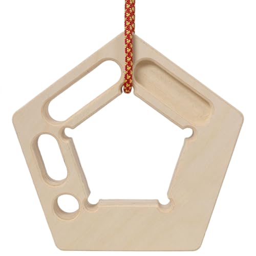 Portable Wooden Rock Climbing Hangboard Fingerboard Trainer, Grip Strength Training Board with Rope Mount System, Lightweight Climbing Training Equipment for Finger Strength & Forearm Workout
