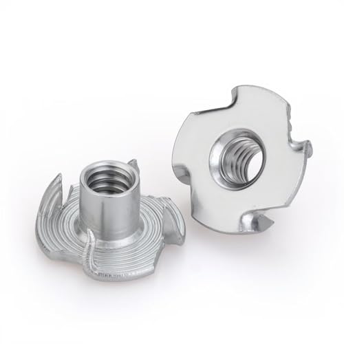 304 Stainless Steel T-Nuts 4-Pronged 5/16"-18 (25 PCS) | Strong Grip, Rustproof Corrosion Resistant, Smooth Threads, Easy Insertion for Wood/Furniture/Cabinetry/Climbing Holds - size: 5/16"-18