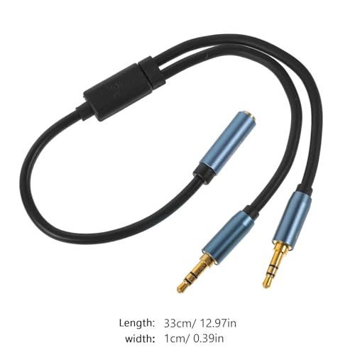 Y Splitter Cable Headset Jack Adapter Cord with Strain-Relief Rings and Label Stereo Earphone Splitter for Audio and Microphone Input Compatible with Laptops and Smartphones