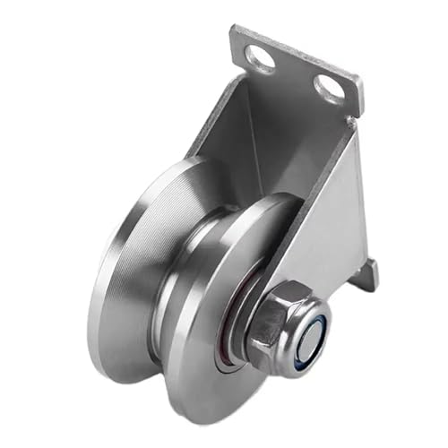 U Groove Stainless Steel Wall Pulley 2Pcs Track Wheel Bearing Pulley 304/201 Stainless Steel U/V/H Shaped Sliding Door Rollers Thickened 48 Wheel Rigid Caster(201 48H) - color: 201 48H