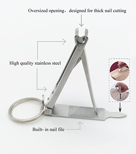 Stainless Steel Portable Nail Cutter，German Keychain Nail Clipper with File for Man and Women, Ultra Thin Flat Fingernail Clipper Perfect Use for Traveling、 Home 、 Office (Small, 1)