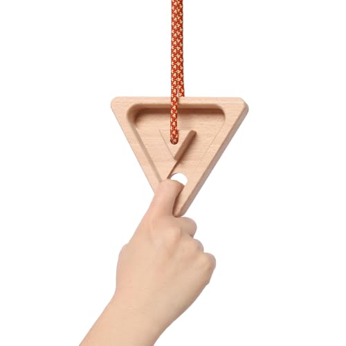 Rock Climbing Hangboard, 2Pcs Triangle Hang Board for Climbing Finger Strength, Rope-Mounted Portable Fingerboard Trainer with Multiple Grip Holds, Lightweight Wooden Design