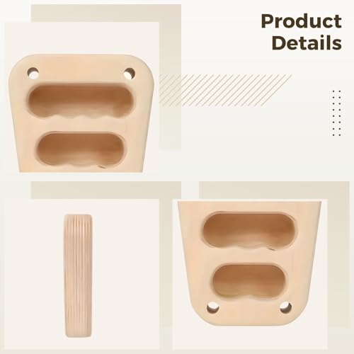 2 Pcs Wood Hangboard, Finger Strength Training Trapezoid Rock Climbing Holds, for Home Gym and Pull Up Bar, with Three Finger Grooves