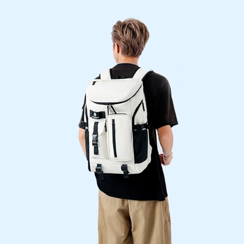Kalesi Gym Duffle Bag Backpack 4-Way Waterproof with Shoes Compartment for travel Sport Hiking laptop - color: Sea Salt White02