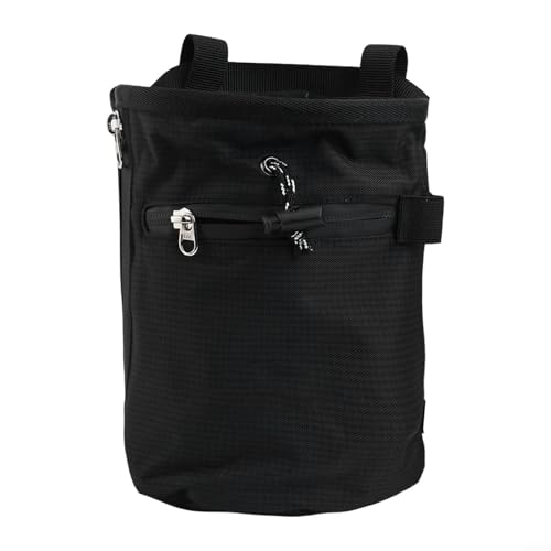 Bouldering Chalk Bucket, Nylon Climbing Chalk Bag with Adjustable Waist Belt Holder, Drawstring Anti Slip Grip Powder Bag for Rock Climbing, Weightlifting Gym Chalk, Gymnastics, Black(Black) - size: Black