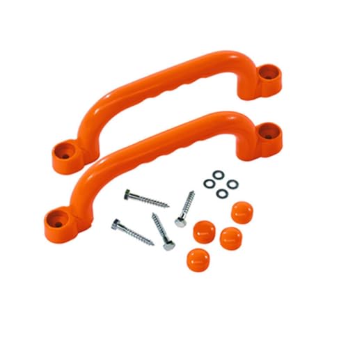 Qianly 2 Pieces Climbing Frame Handles Sturdy Construction Kids Climbing Handle Heavy Duty Playset Grips for Young Children, Orange - color: Orange