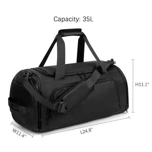 35L Water Resistant Gym Duffle Bag Separate Shoe Compartment | Polyester Water Resistant Fabric,35L Capacity,Wet Dry Separation,Shoe Pocket,Multi Storage Pockets,Gym Travel Daily Use