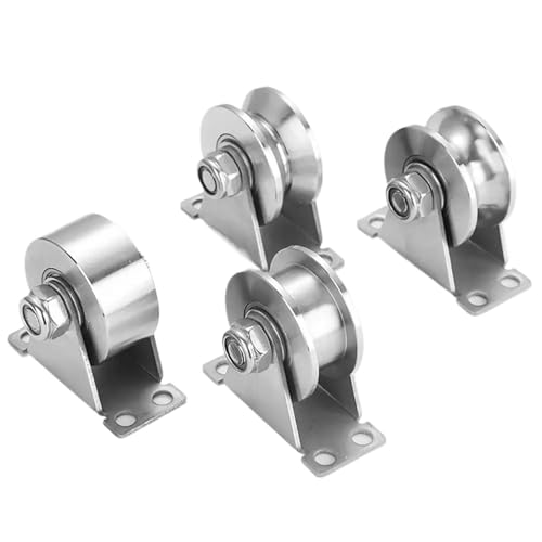 U Groove Stainless Steel Wall Pulley 2Pcs Track Wheel Bearing Pulley 304/201 Stainless Steel U/V/H Shaped Sliding Door Rollers Thickened 48 Wheel Rigid Caster(304 48V) - color: 304 48V