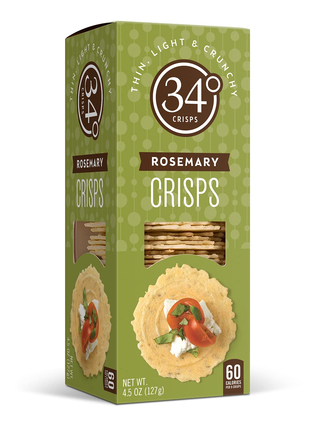 34 Degrees Rosemary Crisps – Thin, Light & Crunchy 6-Pack (4.5oz Each)
