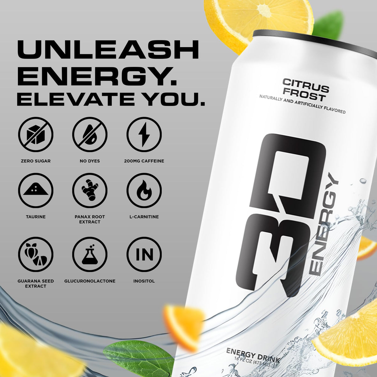 3D Energy Drink Citrus Frost – Sugar Free, 200 mg Caffeine, Pre-Workout 16oz Can (12 Pack)