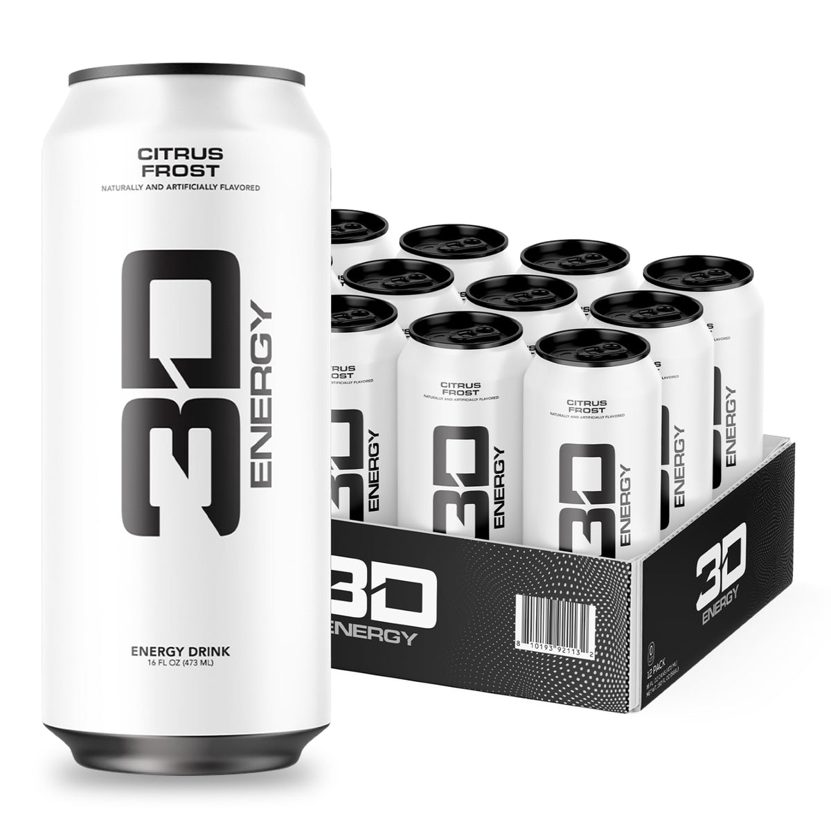 3D Energy Drink Citrus Frost – Sugar Free, 200 mg Caffeine, Pre-Workout 16oz Can (12 Pack)