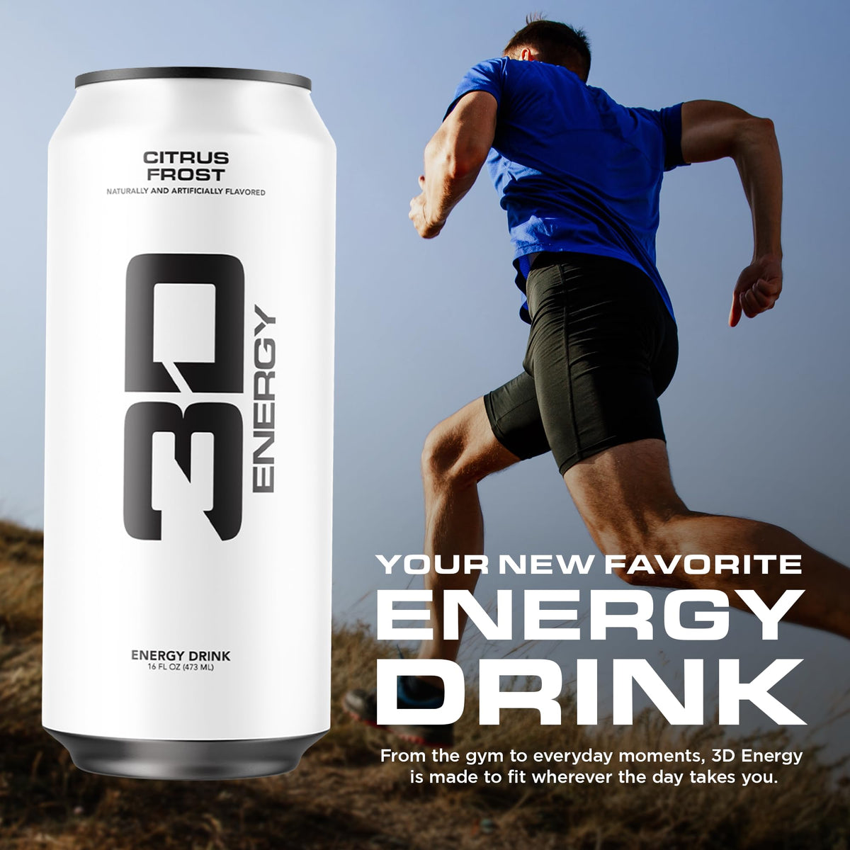3D Energy Drink Citrus Frost – Sugar Free, 200 mg Caffeine, Pre-Workout 16oz Can (12 Pack)