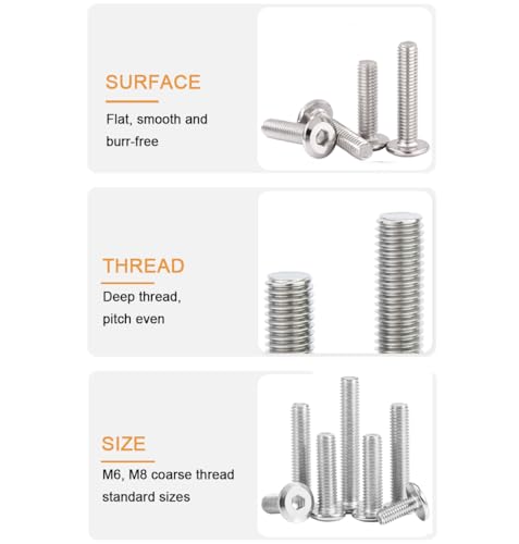 10pcs M6 x 85mm Rivet Countersunk Socket Cap Allen Bolts Rivet Screws Furniture Connecting Bolts 304 Stainless Steel - size: 10pcs M6 x 85mm