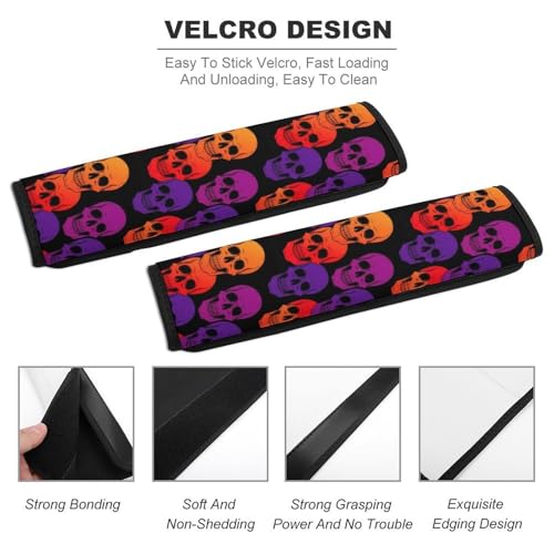 Universal Soft and Comfortable Skull Ombre Black Seat Belt Cover for Kids, Most Cars, 2 Piece Seat Belt Covers Cushion Shock Absorption - color: Pattern 374
