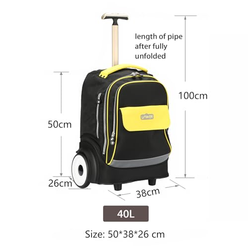 Rolling Laptop Bag for 15.6 Inch Laptop,Roller Bag,Backpack with Wheels, 20 Inch Wheeled Computer Bag，Black/Yellow - color: T5- Black/Yellow
