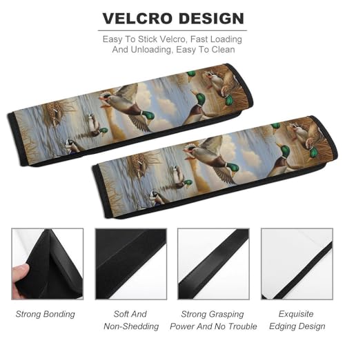2 Pack Mallard Wild Duck Collage Print Car Seat Straps Shoulder Pads Soft Padded Seat Belt Cushion for Kids, All Vehicles, Pressure Relief - color: Pattern 431