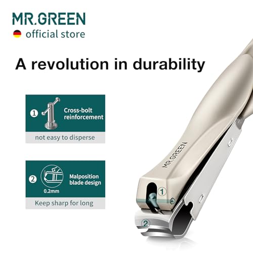 MR.GREEN Nail Clippers Stainless Steel Anti Splash Fingernail Cutter Manicure Tools Bionics Design Pedicure Scissor Nail Trimmer (Nail Clipper (Large)) - color: Nail Clipper (Large)