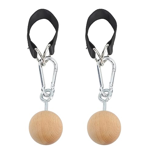 Wooden Pull Up Balls, Rock Climbing Holds Training Set for Arm Strength and Grip, with Stainless Steel Hook and Nylon Webbing, Great for Home Workout and Travel