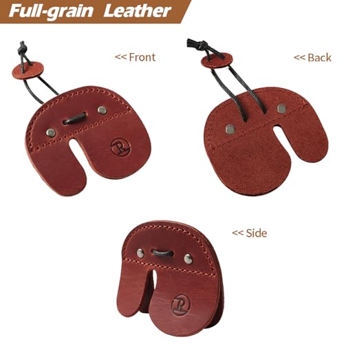 Leather Archery Finger Tabs,Handmade Archery Finger Guard for Shooting Practice Gear, Recurve Bow Fingers Tab - color: Red