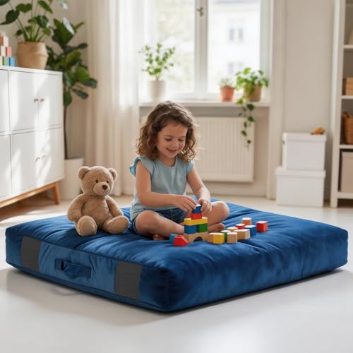 Crash Pads for Kids Sensory, Climbing Crash Pads, Crash Mat Sensory Room Play Equipment, Soft Foam Landing Zone, Luxe Velour, Cover Washable - size: 4FT