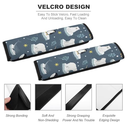 2 Pack Blue Mustard Cute Animals Narwhals Polar Bears Car Seat Straps Shoulder Pads Breathable Shoulder Protector for Elderly Support, Most Cars, Pressure Relief - color: Pattern 1063