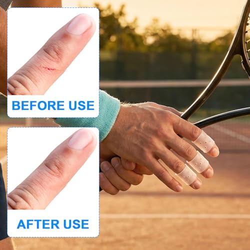 PAGOW 10 pcs Finger Covers for Skin Picking, Reusable Silicone Stop Nail Biting Finger Guard, Breathable Anti Skin Picking Finger Gloves for Nail Biting Prevention, Cuticle Protection, Cracked - Clear - size: style1,clear,10pcs