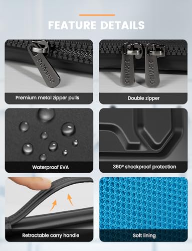 DOMISO 15.6 inch Laptop Sleeve with Handle Shockproof Computer Bag Waterproof EVA Protective Carrying Case for 15.6" Lenovo Yoga 720 IdeaPad 310 320 ThinkPad T570/Dell Inspiron 15/HP Envy 15, Black - color: Black, size: 15.6 inch