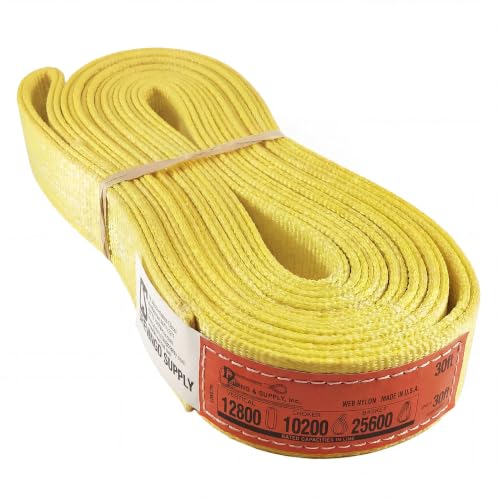 DD Sling 2" x 30' Nylon Endless Lifting Sling – USA Made, 12,800 lb Vertical, 10,200 lb Choker, 25,600 lb Basket – 2 Ply Heavy Duty 900 Webbing, Type 5 Endless Rigging Sling - size: 2"x30'