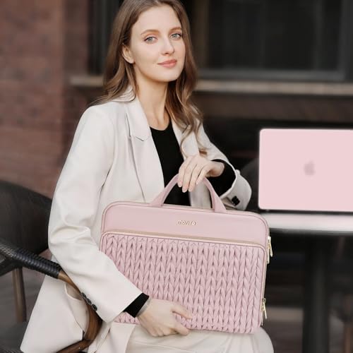 MOSISO Laptop Case 13.3 inch, 13-13.3 inch Laptop Sleeve, Pink | Compatible with MacBook Neo/Air 13.6 M5 M4 M3 M2 M1/Pro 13/14, HP Dell Lenovo ASUS, Wheat Ear Quilted Bag with Handle&Pocket - color: Pink, size: 13.3 inch