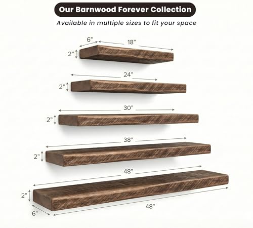 Reclaimed Wood Floating Shelves Real Solid Wood Floating Shelves Handmade Thick Shelf - size: 48x6