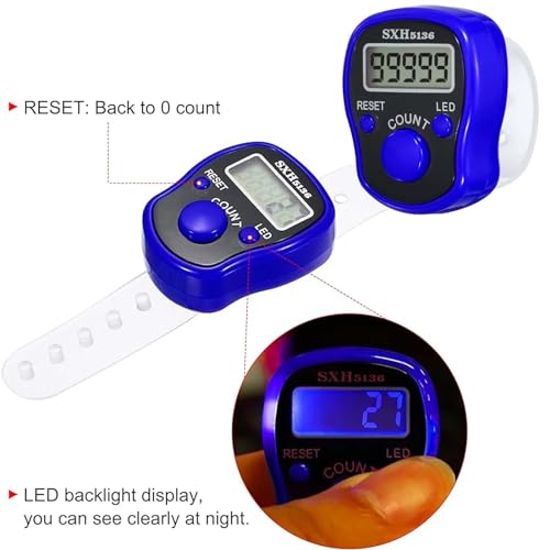 6-Pack Digital Tally Finger Counter with Led, Colorful Tasbeeh Tasbih 5-Digits Counter Clickers with Led Light, Carry Ring, Individual Hard Case for Muslims Pray Knitting Track Golf Lap - color: Deep color