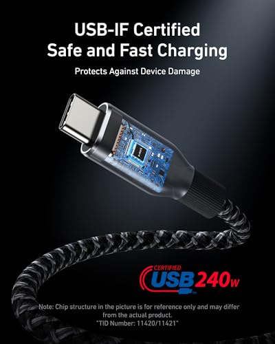 Anker Prime USB C to USB C Cable, 240W Fast Charging Cord, Upcycled-Braided Nylon with 100-Year Bend Durability for iPhone 17 Series, MacBook, Galaxy S24(3 FT) (Pack of 2) - size: 3FT (Pack of 2)