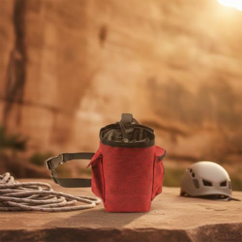 Climbing Chalk Pouch Convenient Chalk Bag with Drawstring Closure and Adjustable Belt for Suitable for Climbing Weightlifting Training - color: Grey