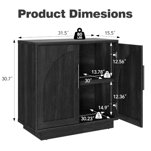 Fatmok 3-Piece Accent Furniture Set, 2 Arched Sideboard Cabinets with Adjustable Shelves and 1 Wide 3-Drawer Side Table, Modern Display Unit for Living Room, Dining Room, Black Grey - color: Cec-black Grey