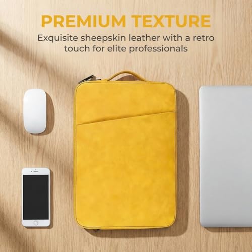 Laptop Sleeve 16 inch,Laptop Sleeve Bag Compatible with MacBook Pro/Air,HP,Dell,Lenovo,Slim Shockproof Cover with Accessory Pocket(Yellow) - color: Yellow, size: 16 inch
