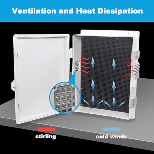 Electrical Junction Box, Outdoor Water Resistant Nema Enclosure, Ventilated ABS Plastic WiFi Project Box with Internal Mounting Panel & Hinged Cover 13" L x 9" H x 3.7" W - size: 13"L x 9"H x 3.7"W