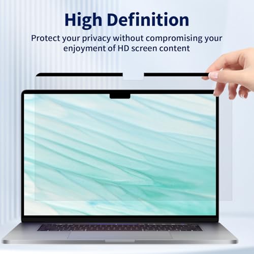 Magnetic Laptop Privacy Screen 15.6" 16:9, Anti-Glare & Blue Light Filter | Removable, Matte finish, Anti-glare, Anti-bubble, Anti-spy, Blocks blue light, High definition clarity, Scratch resistant - size: 15.6 Inch 16:9 Laptops