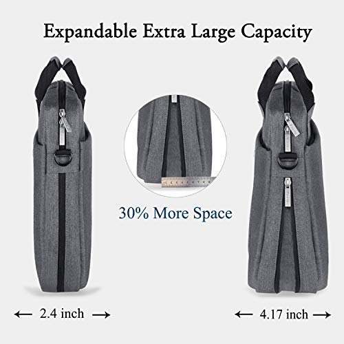 Voova 17.3-17 Inch Laptop Bag, Computer Bag, MacBook Bag, Gray | Expandable splash-proof 17.3-inch laptop messenger bag with removable strap; fits MacBook, HP, Dell, Lenovo and Asus - color: Gray, size: 17-17.3 Inch