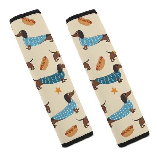 Universal Soft and Comfortable Car Seat Straps Shoulder Pads for Adult Use, Stroller Pushchair High Chair, 2PCS Sausage Dog Dachshund Beige Harness Pads Strap - color: Pattern 35