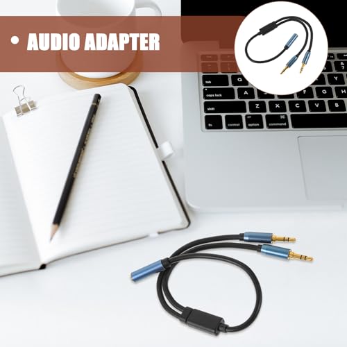 Y Splitter Cable Headset Jack Adapter Cord with Strain-Relief Rings and Label Stereo Earphone Splitter for Audio and Microphone Input Compatible with Laptops and Smartphones