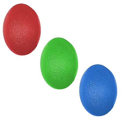 Stress Balls Squeeze Balls for Hand Strengthening Devices with Different Resistance Levels for Finger Forearm Wrist Exercise Relaxation and Pain Relief - color: Oval Red Blue Green 25-30-35