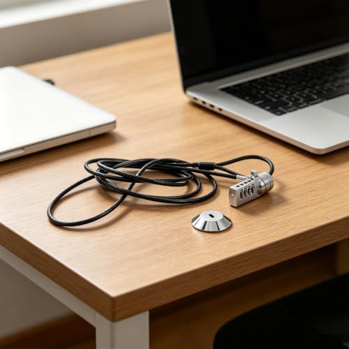 Laptop Combination Cable Lock with 6ft Steel Cable, 4-Digit Resettable Password, Flexible Anti-Theft Security Lock for Laptops and Electronic Devices, Portable for Travel and Desk